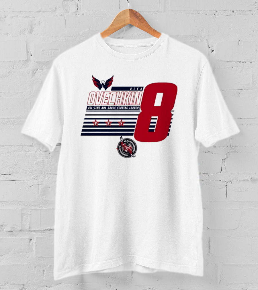 Alex Ovechkin 8 NHL All Time Goals Leader Washington Capitals Stars And Stripes T-Shirt