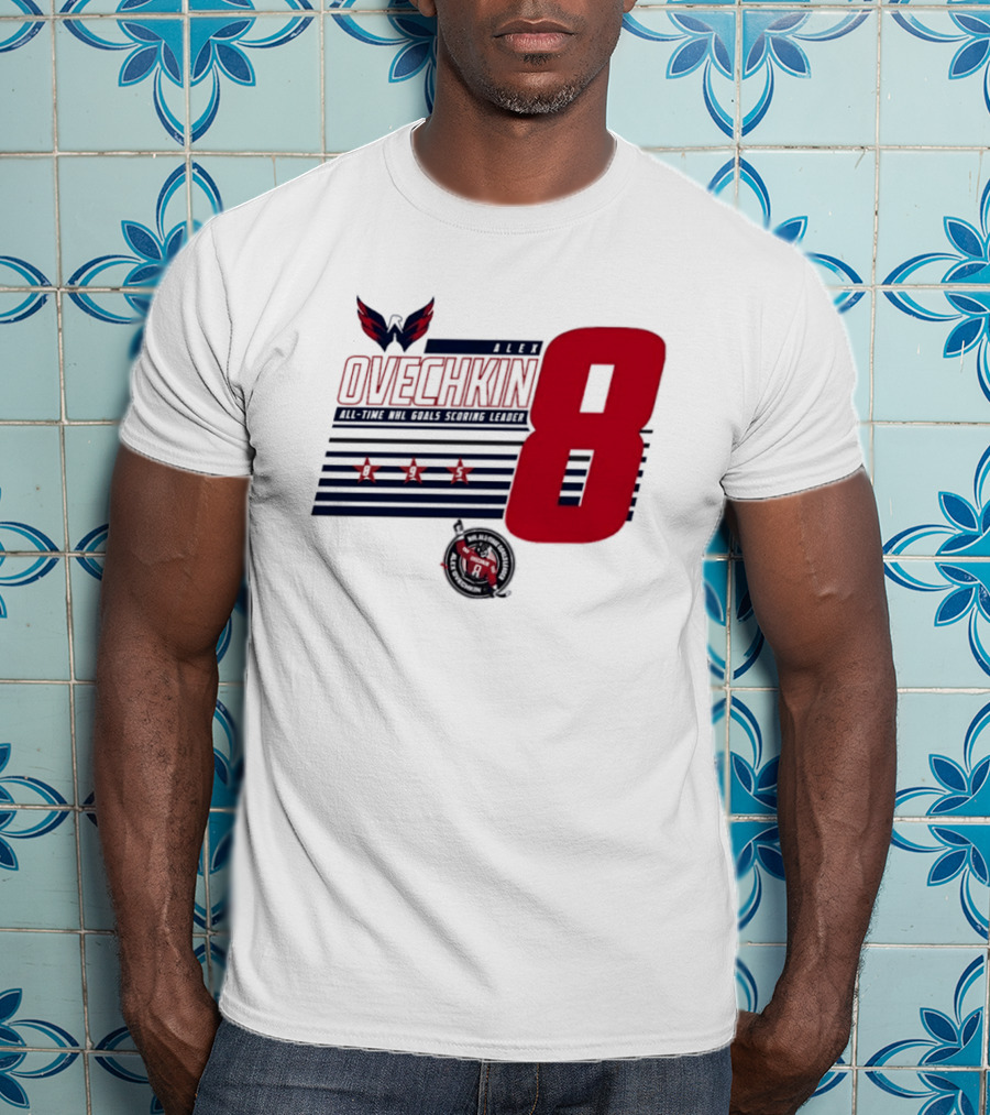 Alex Ovechkin 8 NHL All Time Goals Leader Washington Capitals Stars And Stripes T-Shirt