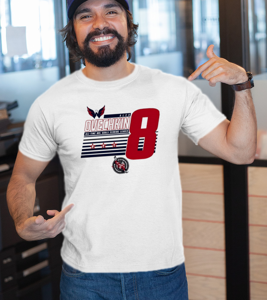 Alex Ovechkin 8 NHL All Time Goals Leader Washington Capitals Stars And Stripes T-Shirt