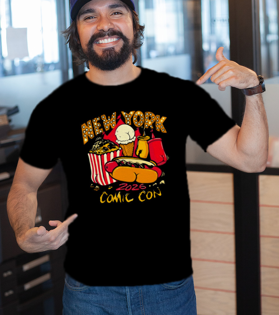 New York Comic Con 2026 Food Fun Hot Dog Popcorn Convention T-Shirt