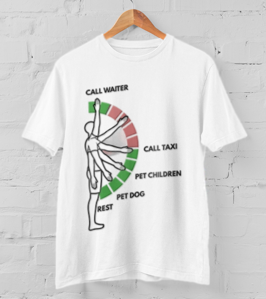 Call Waiter Call Taxi Pet Children Pet Dog Rest Arm Movement Chart T-Shirt