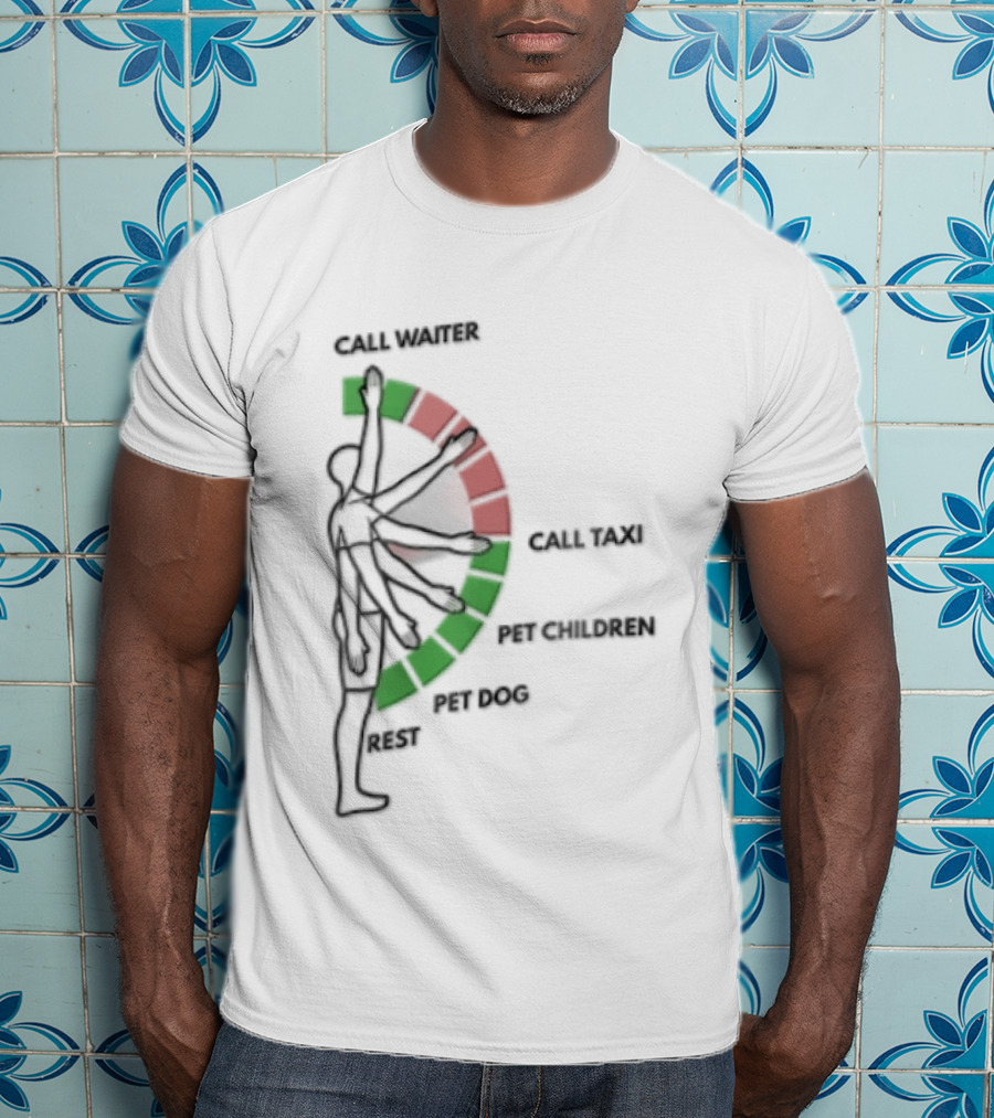Call Waiter Call Taxi Pet Children Pet Dog Rest Arm Movement Chart T-Shirt