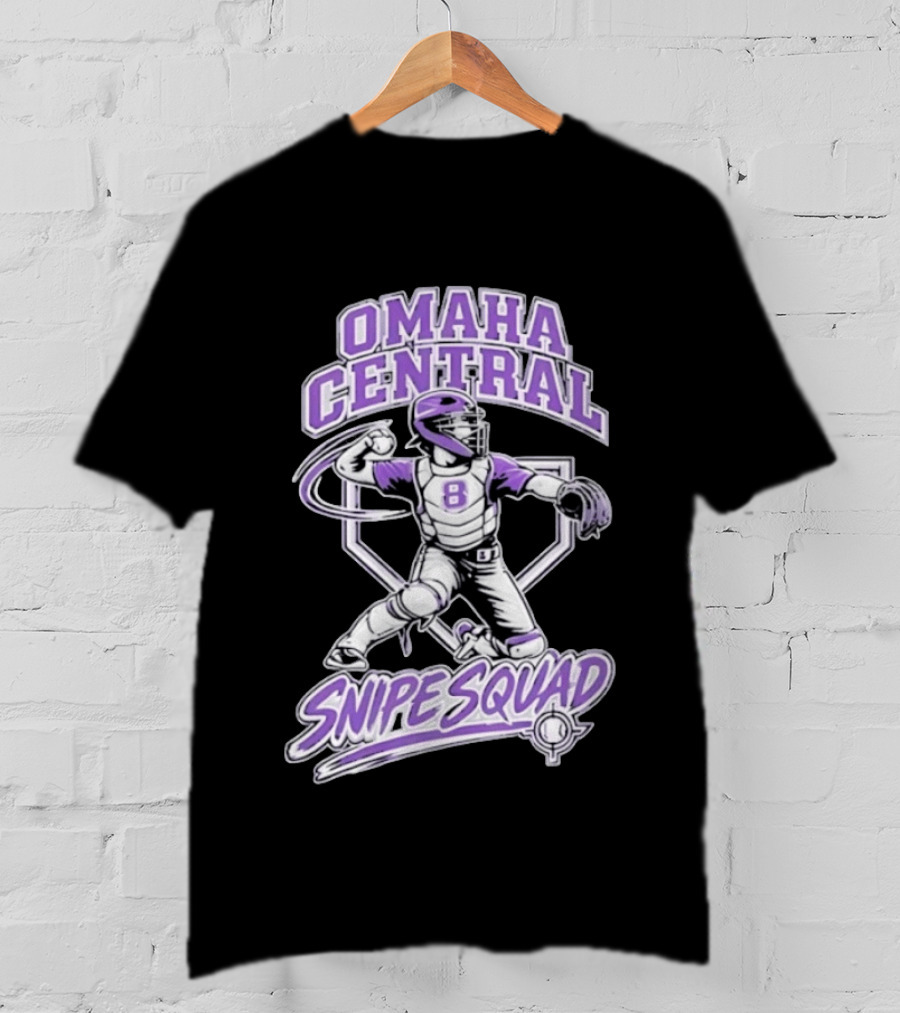 Omaha Central Snipe Squad Baseball Catcher Number 8 T-Shirt