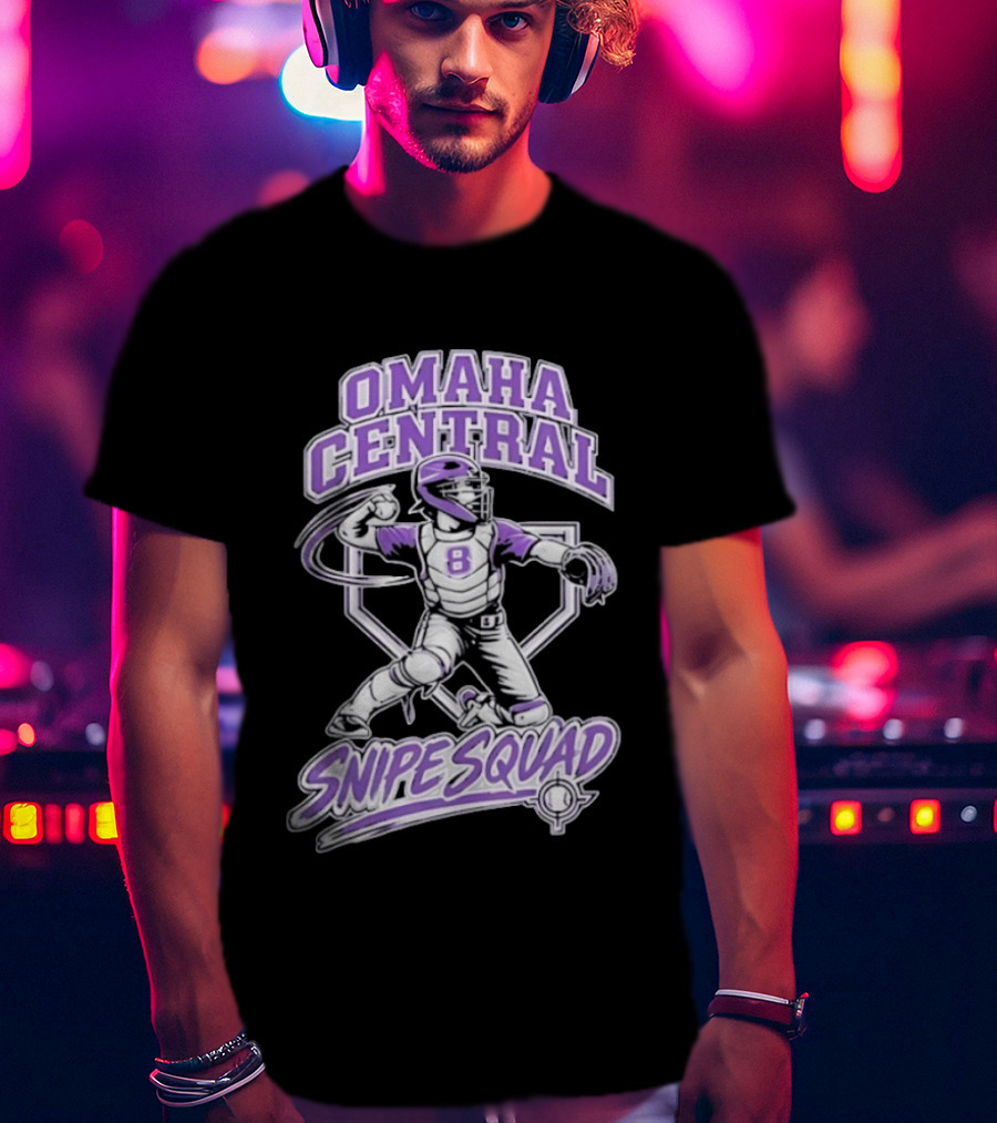 Omaha Central Snipe Squad Baseball Catcher Number 8 T-Shirt