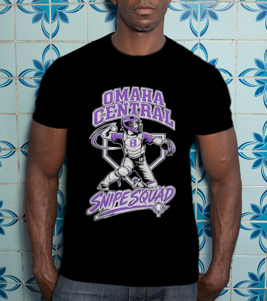Omaha Central Snipe Squad Baseball Catcher Number 8 T-Shirt