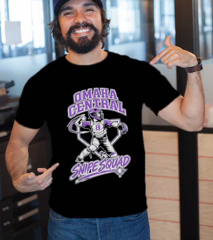 Omaha Central Snipe Squad Baseball Catcher Number 8 T-Shirt
