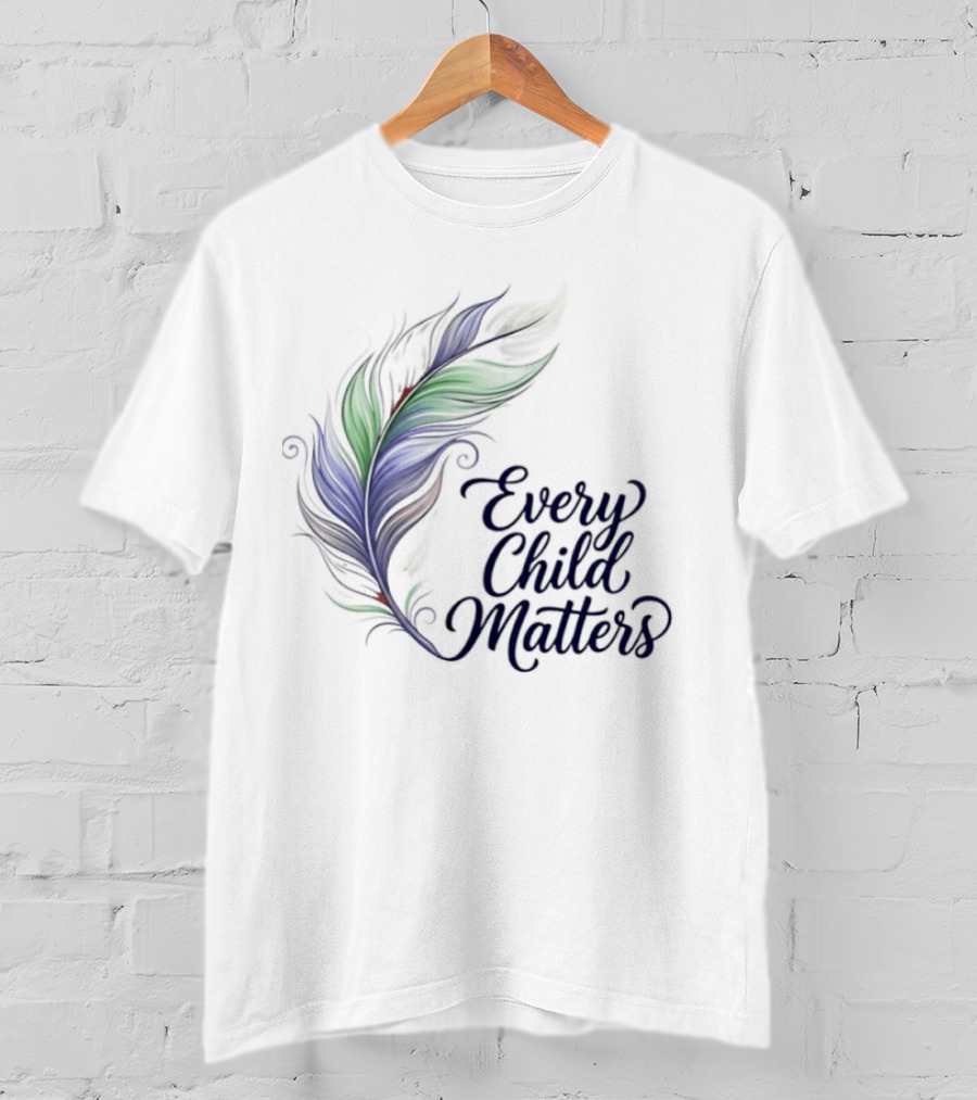 Every Child Matters Colorful Feather Orange Day Awareness T-Shirt