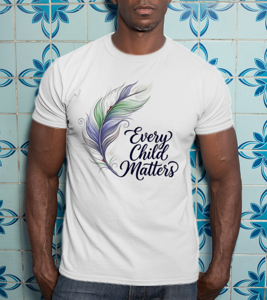 Every Child Matters Colorful Feather Orange Day Awareness T-Shirt