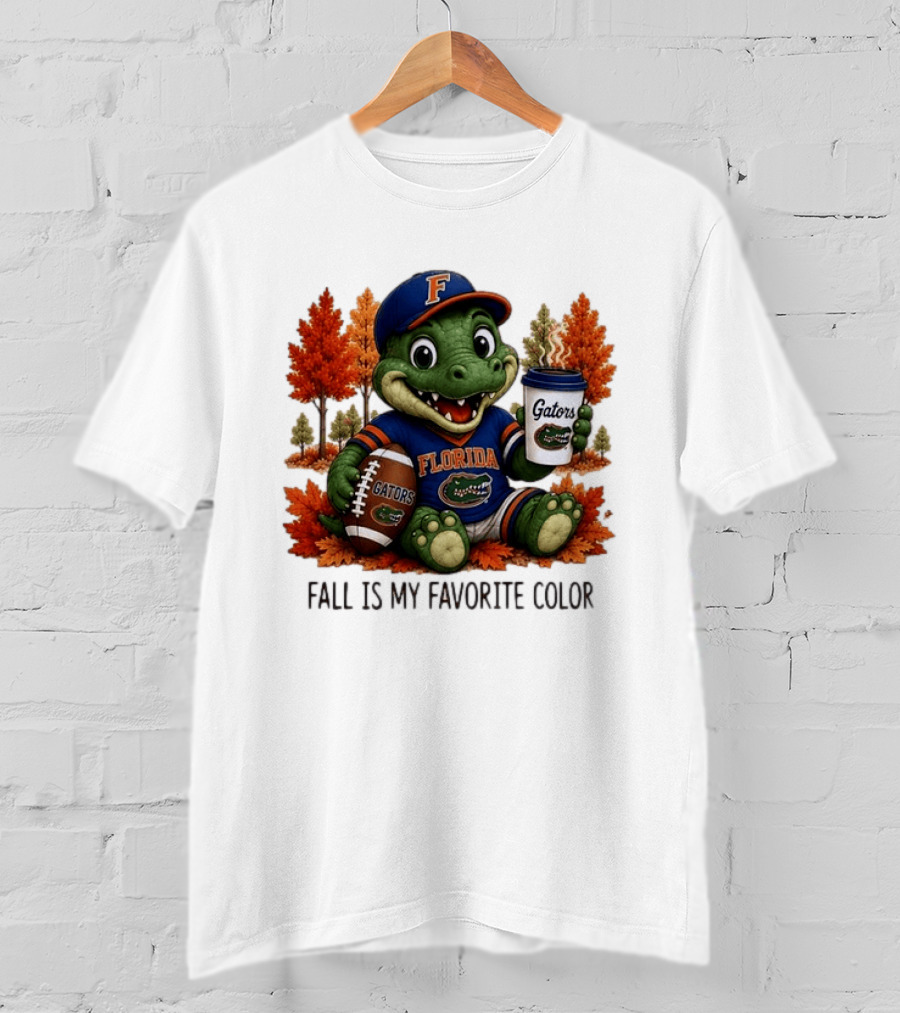 Florida Gators Fall Is My Favorite Color Gators Football Mascot Coffee Football Autumn Leaves T-Shirt