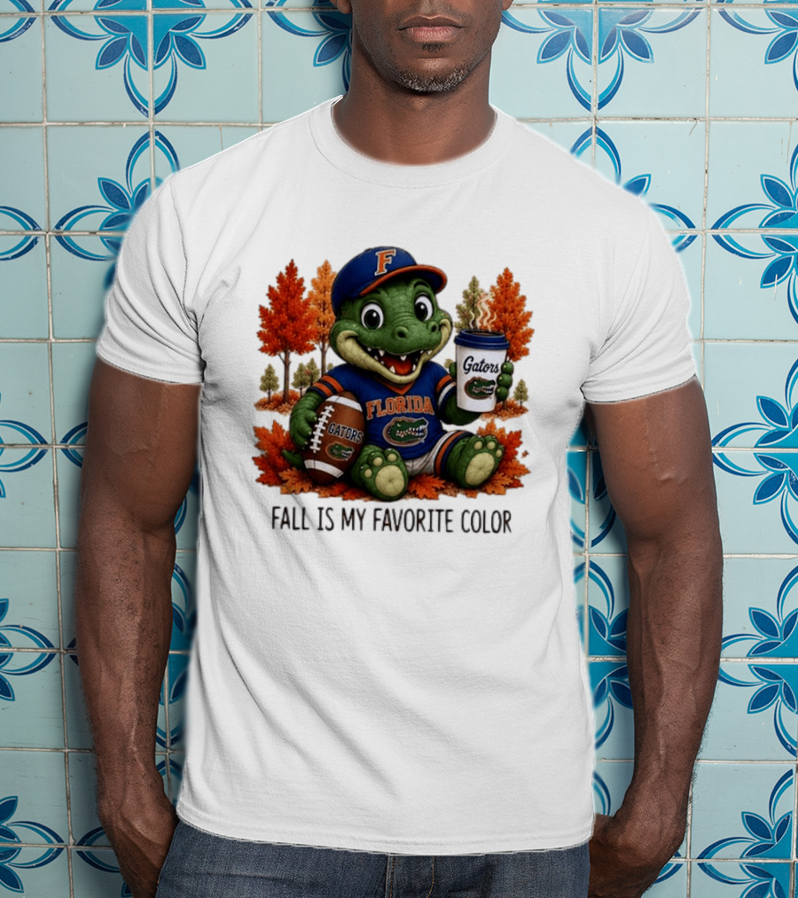 Florida Gators Fall Is My Favorite Color Gators Football Mascot Coffee Football Autumn Leaves T-Shirt