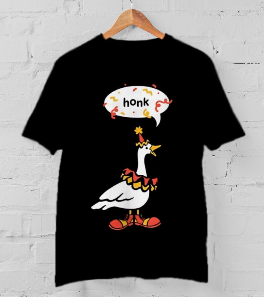 Honk Clown Goose Circus Costume With Confetti Speech Bubble T-Shirt
