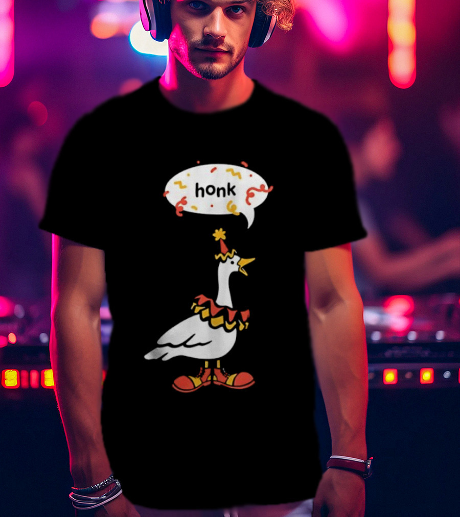 Honk Clown Goose Circus Costume With Confetti Speech Bubble T-Shirt