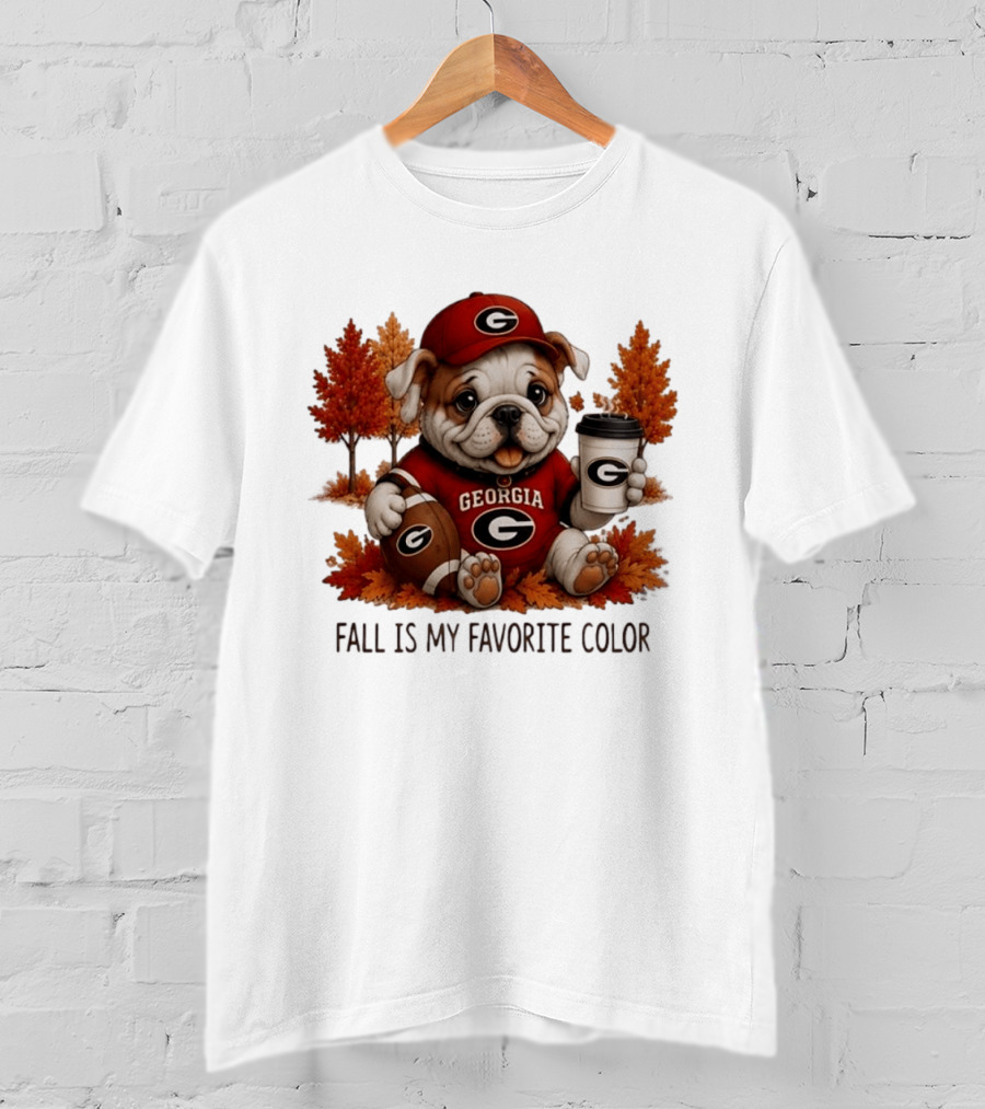 Georgia Bulldogs Fall Is My Favorite Color Football Bulldog Autumn T-Shirt