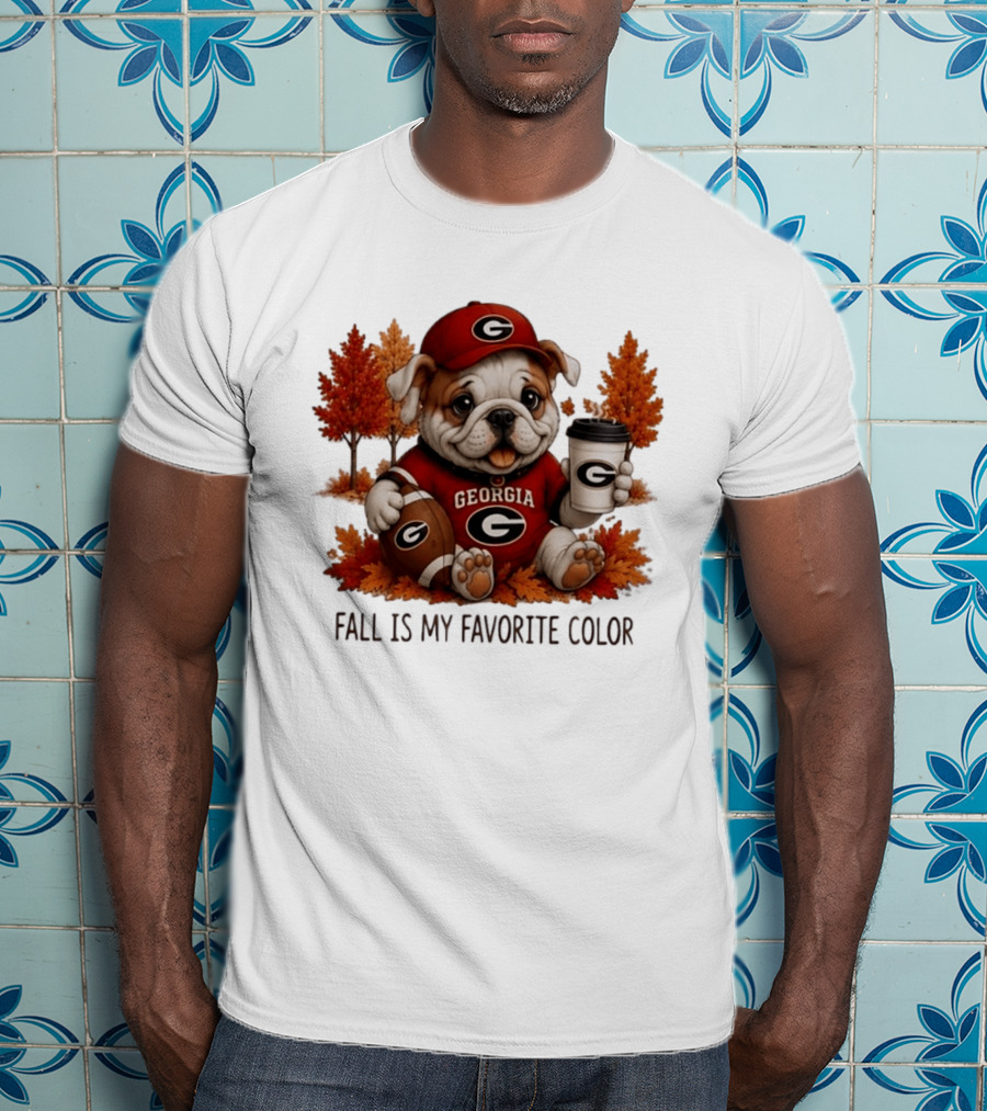 Georgia Bulldogs Fall Is My Favorite Color Football Bulldog Autumn T-Shirt