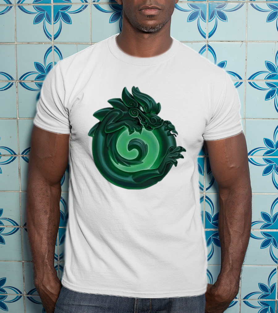 Green Jade Dragon Ouroboros Mythology Symbolic T-Shirt