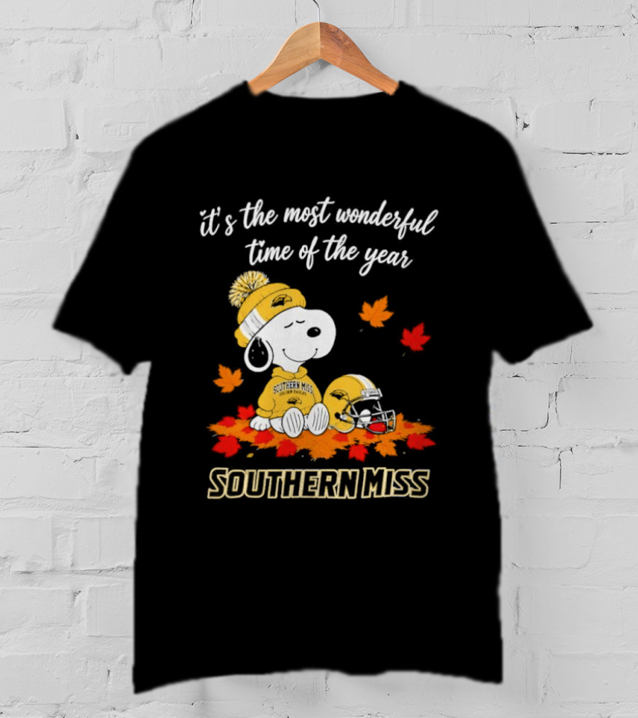 Snoopy It's The Most Wonderful Time Of The Year Southern Miss Golden Eagles Peanuts Fall Football T-Shirt