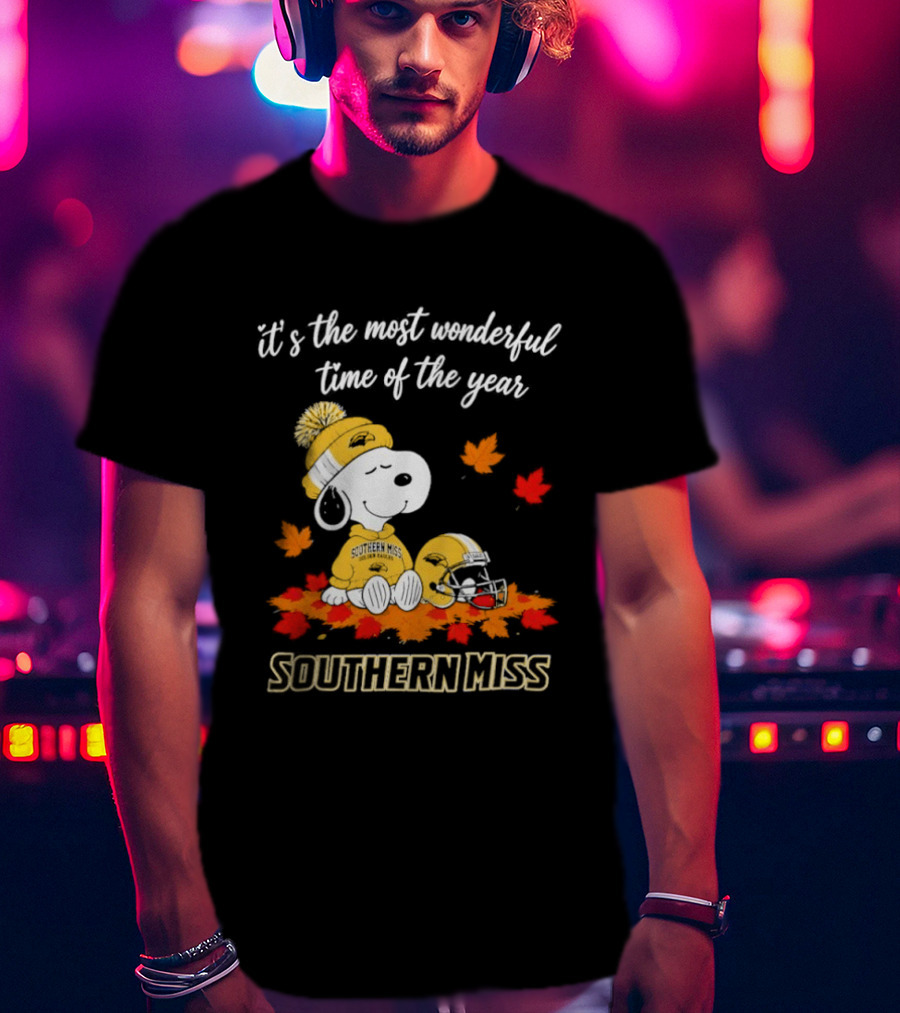 Snoopy It's The Most Wonderful Time Of The Year Southern Miss Golden Eagles Peanuts Fall Football T-Shirt