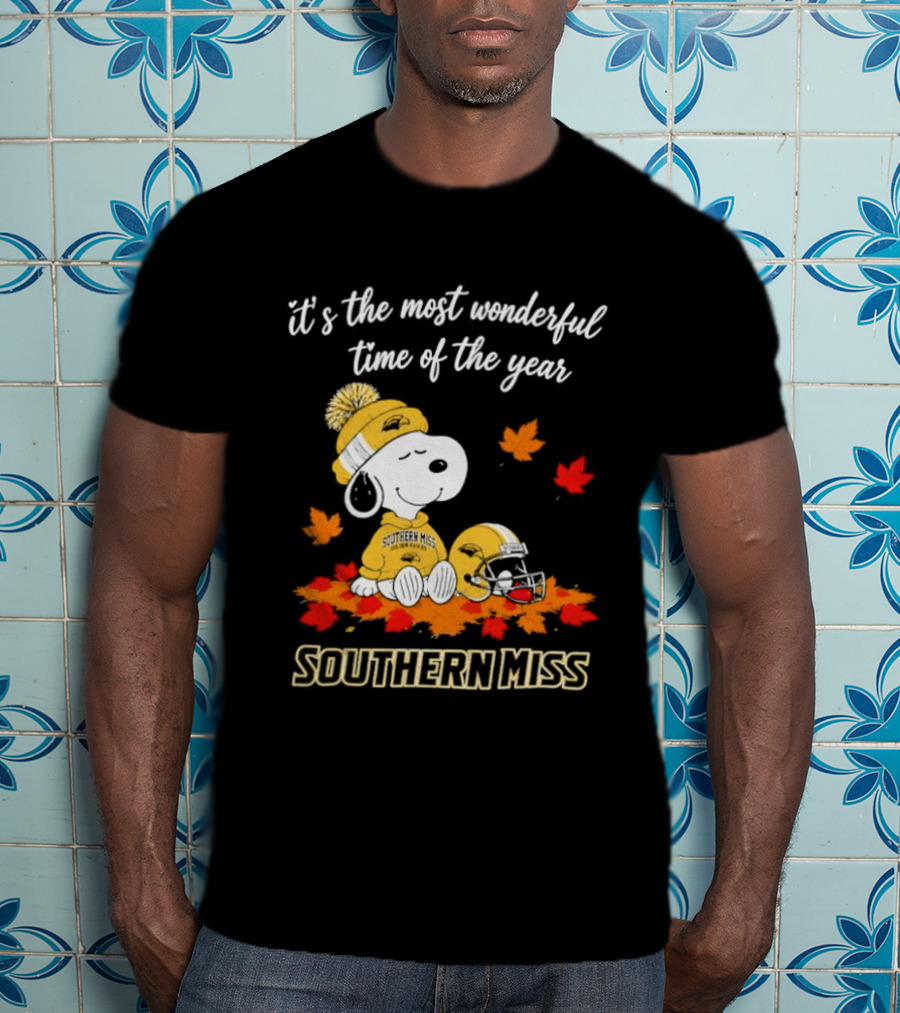 Snoopy It's The Most Wonderful Time Of The Year Southern Miss Golden Eagles Peanuts Fall Football T-Shirt