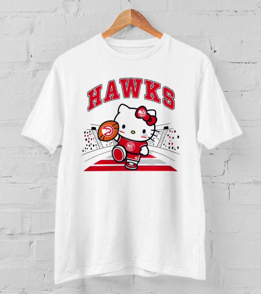 Hello Kitty Atlanta Hawks Basketball Collaboration 2026 NBA Season T-Shirt