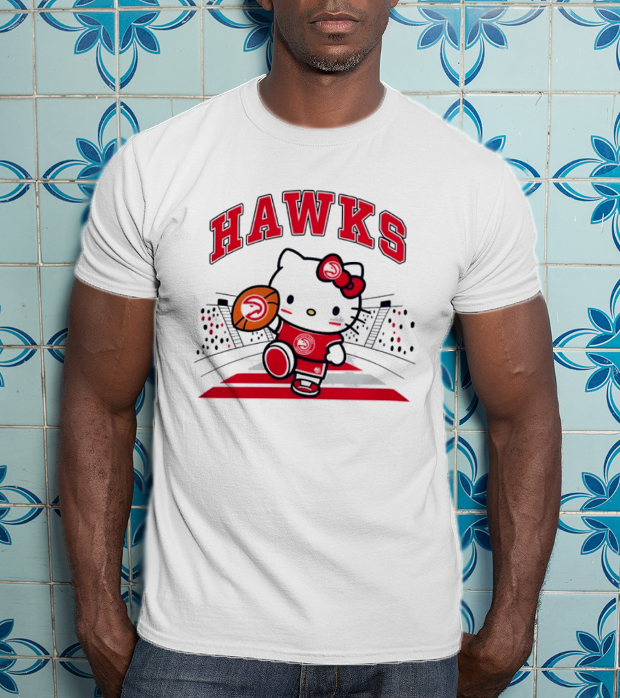 Hello Kitty Atlanta Hawks Basketball Collaboration 2026 NBA Season T-Shirt