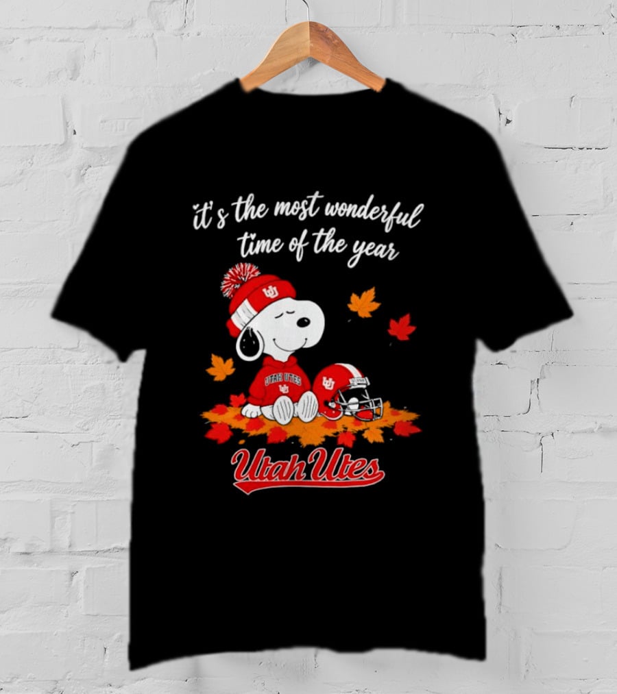 Snoopy It's The Most Wonderful Time Of The Year Utah Utes Autumn Cozy Vibe T-Shirt