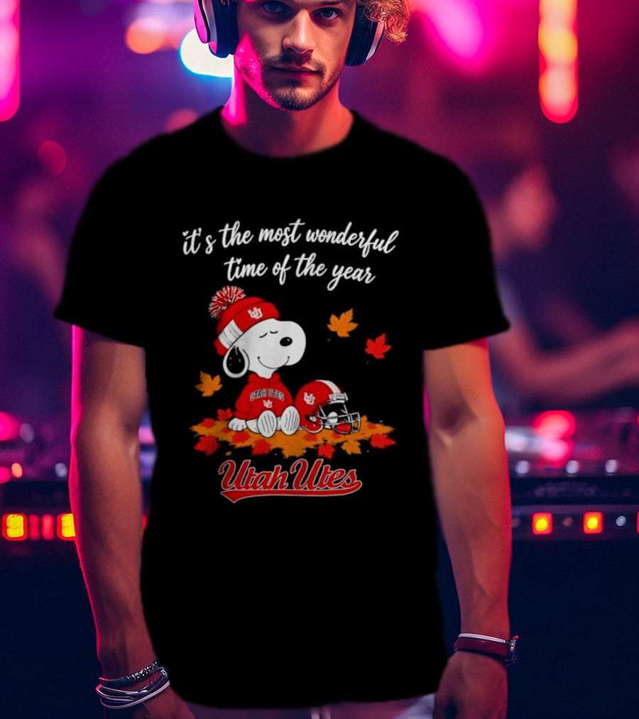 Snoopy It's The Most Wonderful Time Of The Year Utah Utes Autumn Cozy Vibe T-Shirt