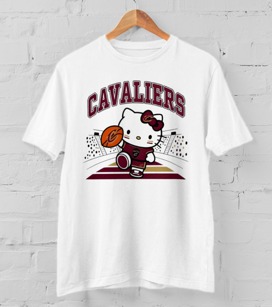 Hello Kitty Cavaliers Basketball 2026 NBA Season Collaboration T-Shirt