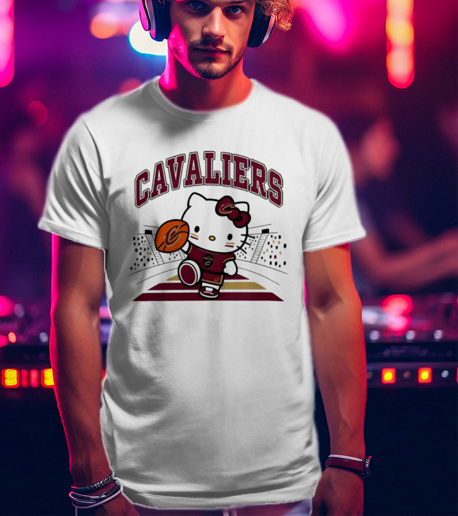 Hello Kitty Cavaliers Basketball 2026 NBA Season Collaboration T-Shirt