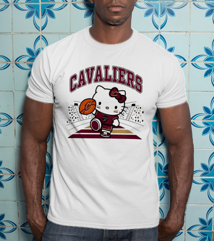 Hello Kitty Cavaliers Basketball 2026 NBA Season Collaboration T-Shirt