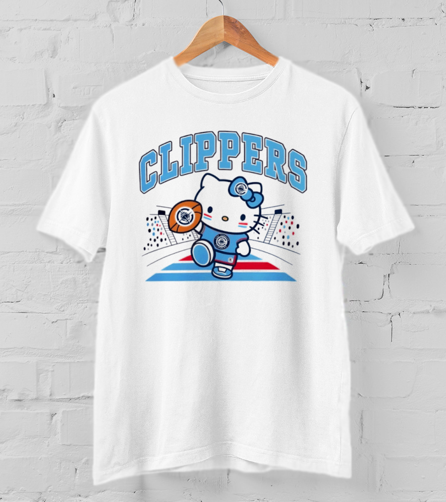 Hello Kitty Clippers 2026 NBA Season Basketball Fan Collaboration T-Shirt