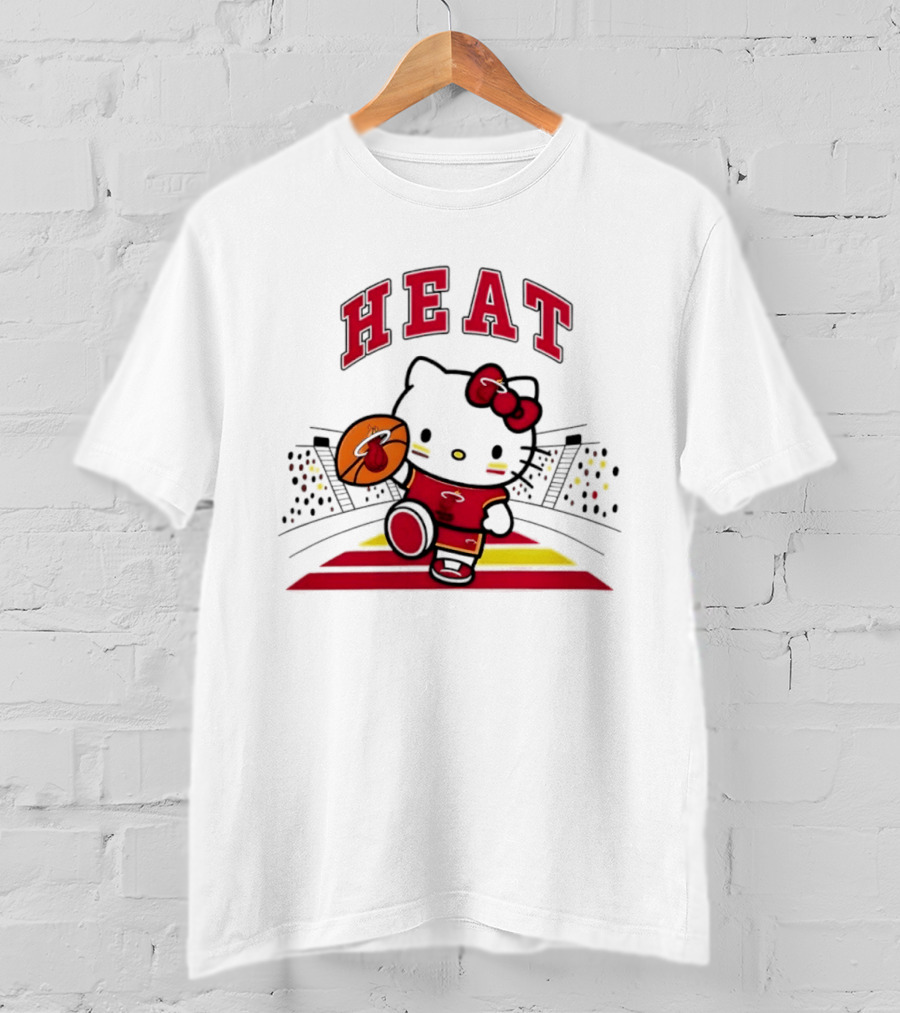 Hello Kitty Heat Miami NBA Basketball 2026 Season Collaboration T-Shirt