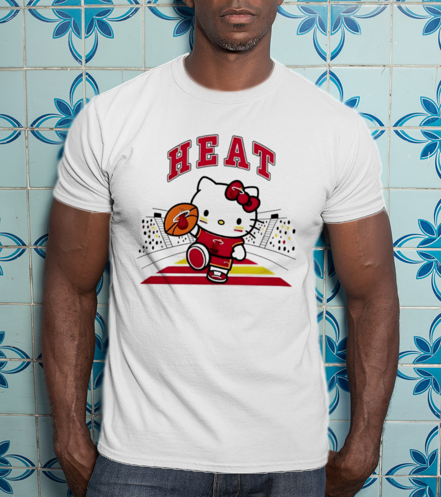 Hello Kitty Heat Miami NBA Basketball 2026 Season Collaboration T-Shirt