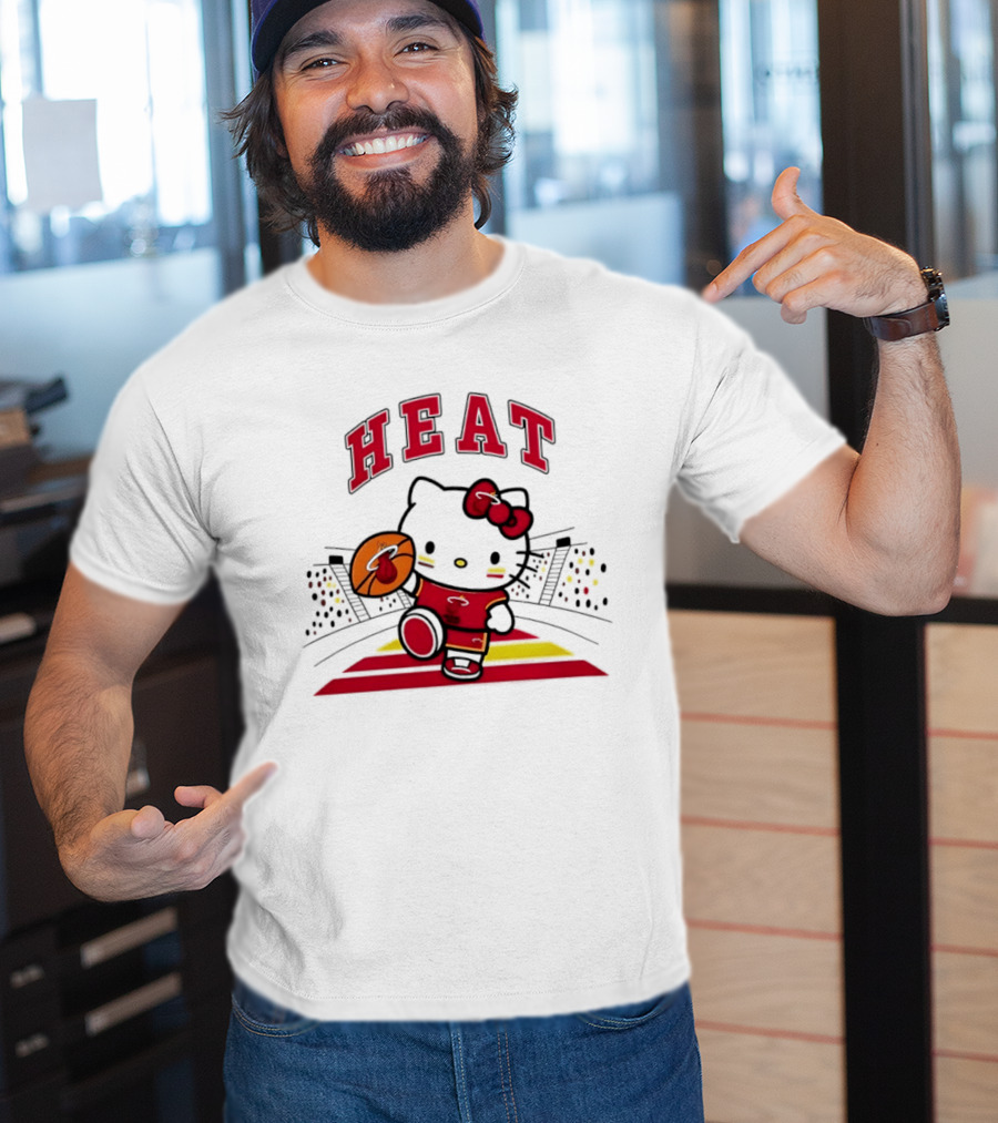 Hello Kitty Heat Miami NBA Basketball 2026 Season Collaboration T-Shirt