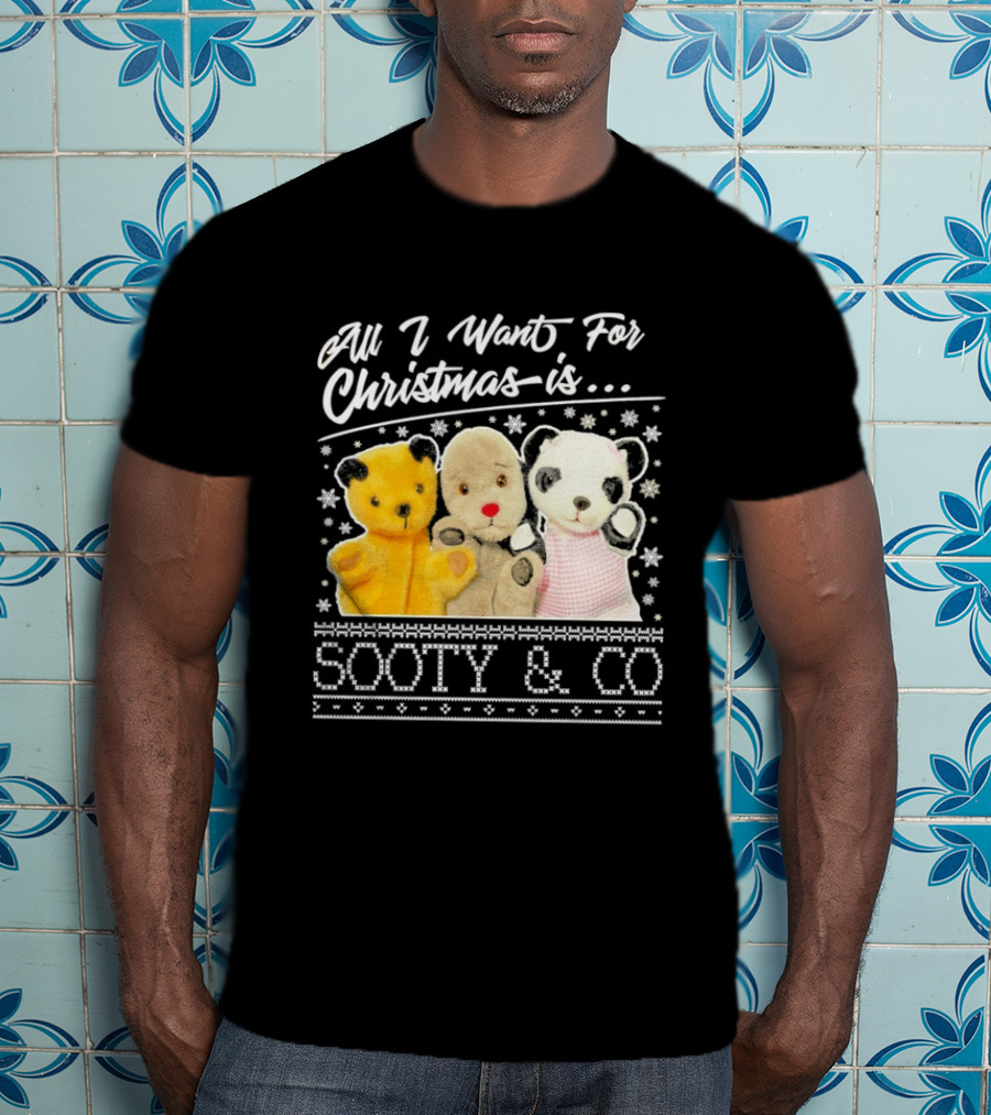 All I Want For Christmas Is Sooty And Co Vintage Stuffed Characters T-Shirt