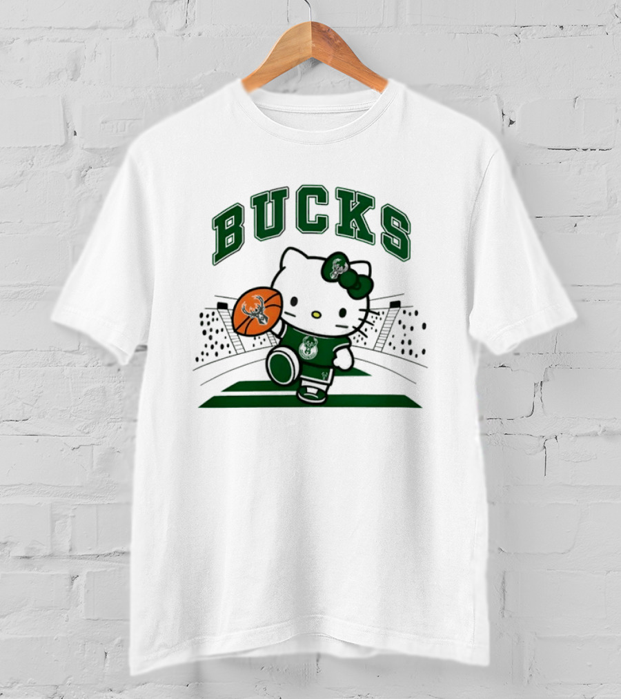 Hello Kitty Bucks Basketball Milwaukee Crossover 2026 NBA Season T-Shirt