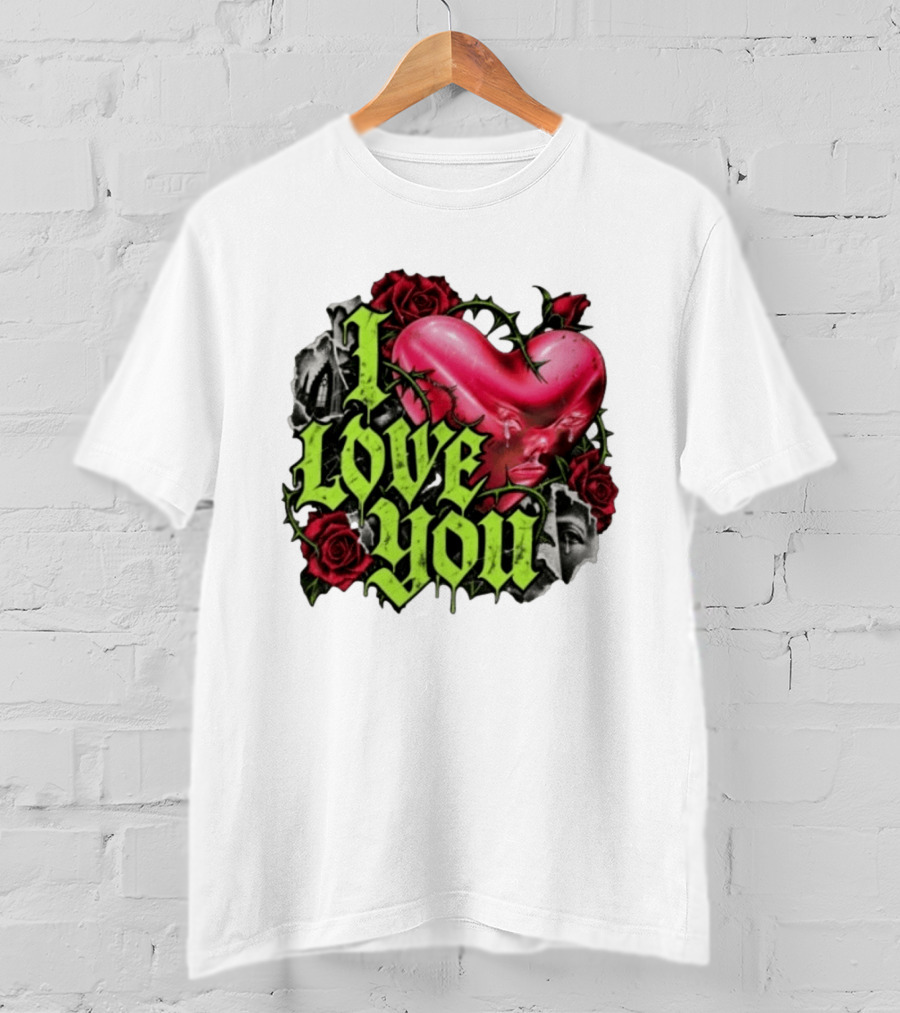 I Love You Gothic Heart Roses T-Shirt