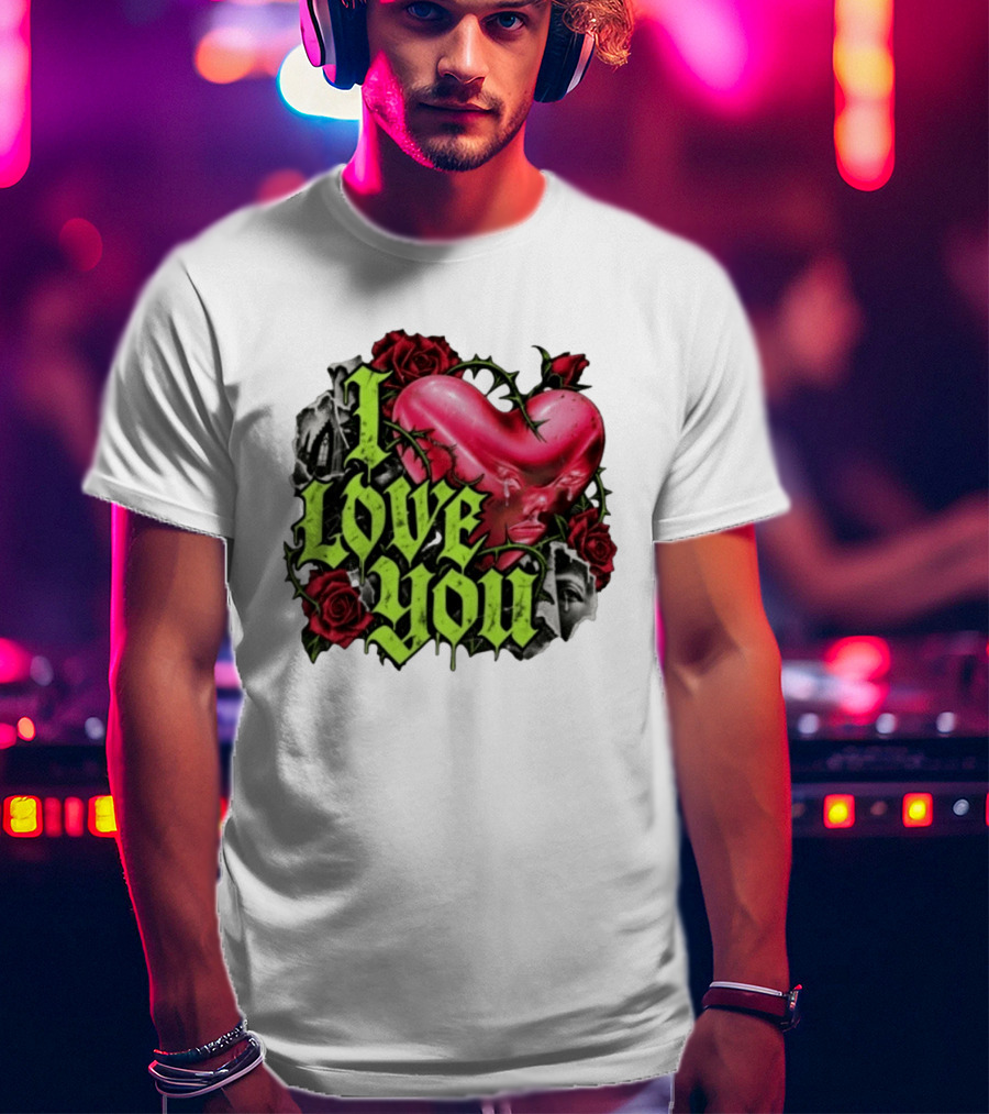 I Love You Gothic Heart Roses T-Shirt
