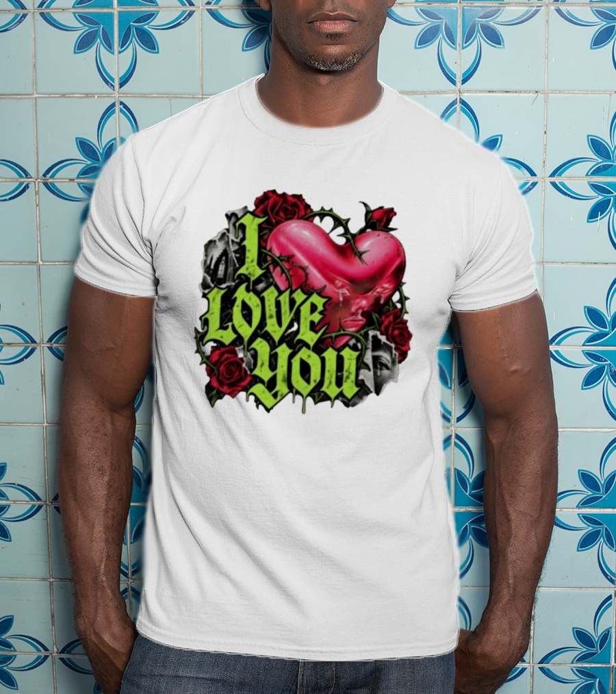 I Love You Gothic Heart Roses T-Shirt