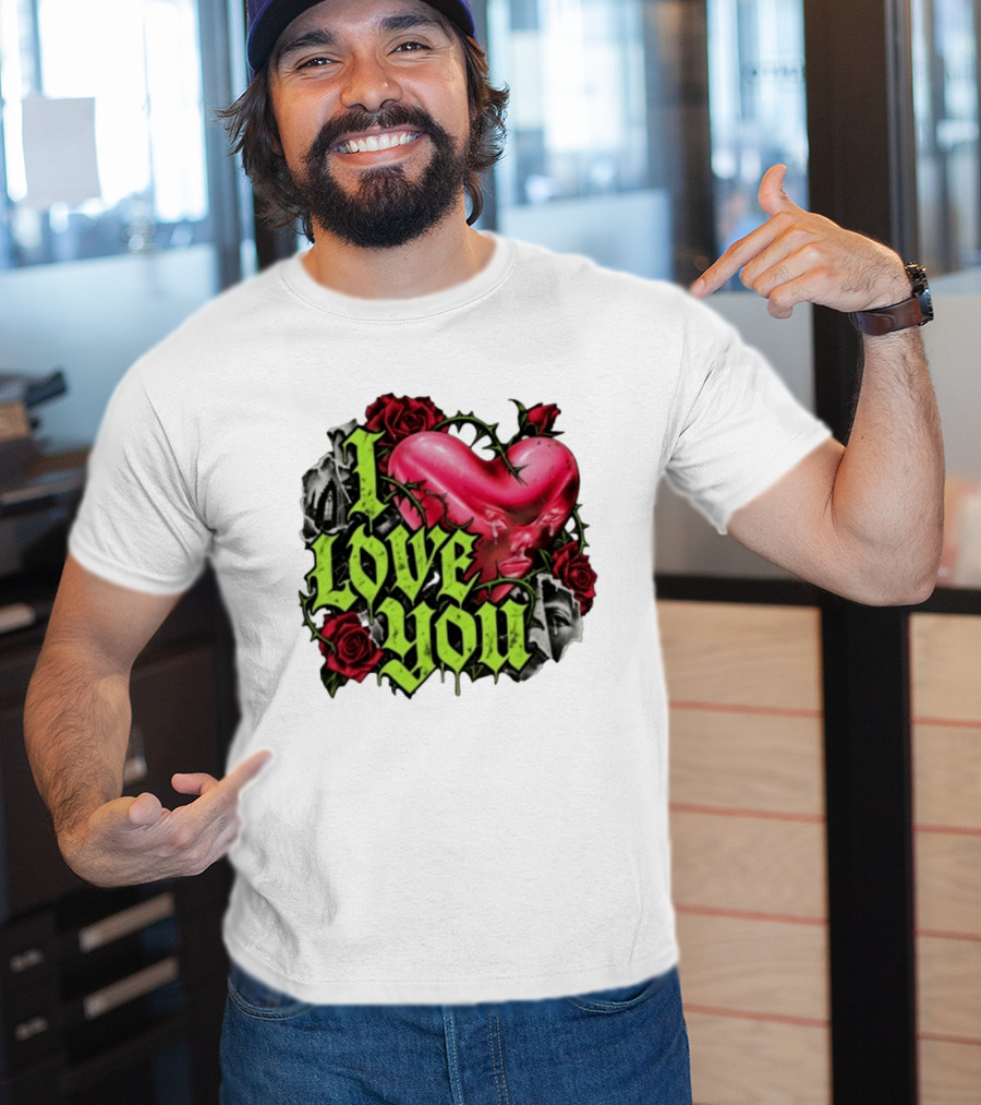I Love You Gothic Heart Roses T-Shirt