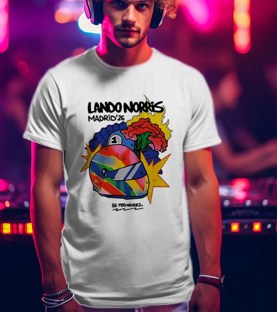 Lando Norris Madrid '26 Helmet Vibrant Art Explosion T-Shirt