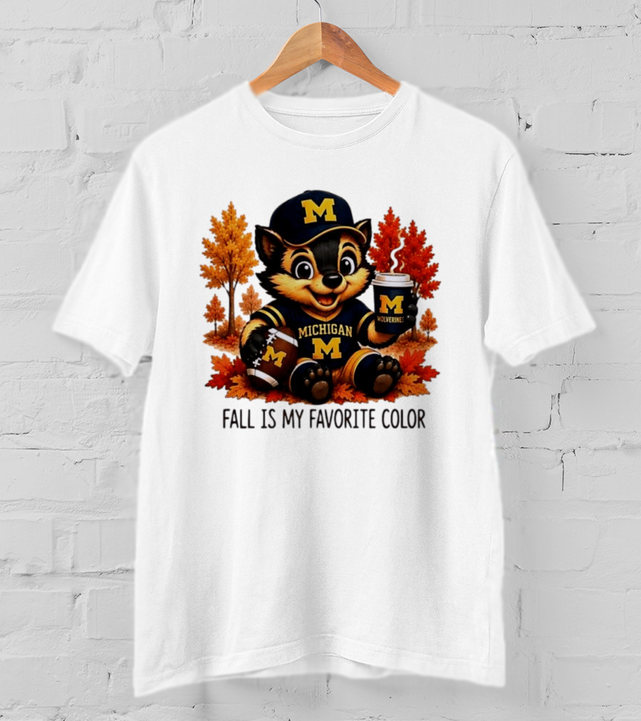 Michigan Wolverines Fall Is My Favorite Color Mascot Coffee Football T-Shirt