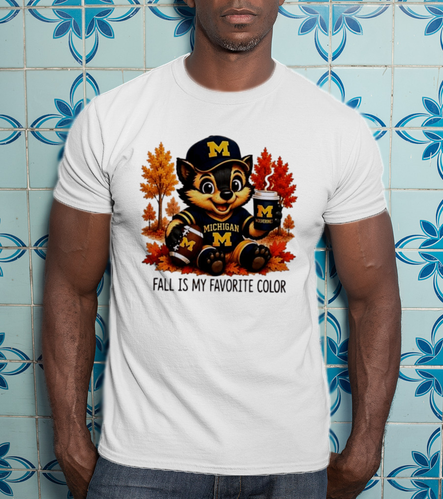 Michigan Wolverines Fall Is My Favorite Color Mascot Coffee Football T-Shirt