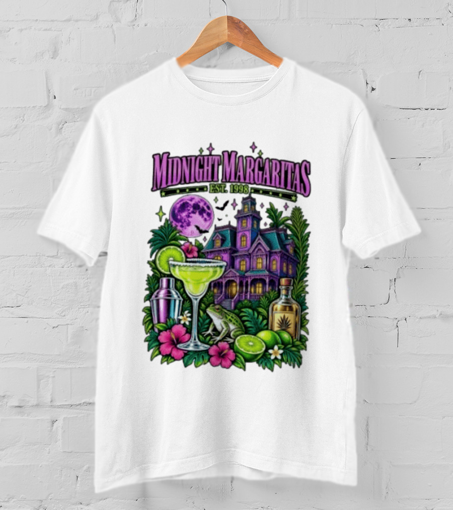 Midnight Margaritas Est. 1998 Haunted Mansion Tropical Vibes Lime And Moon Magic T-Shirt