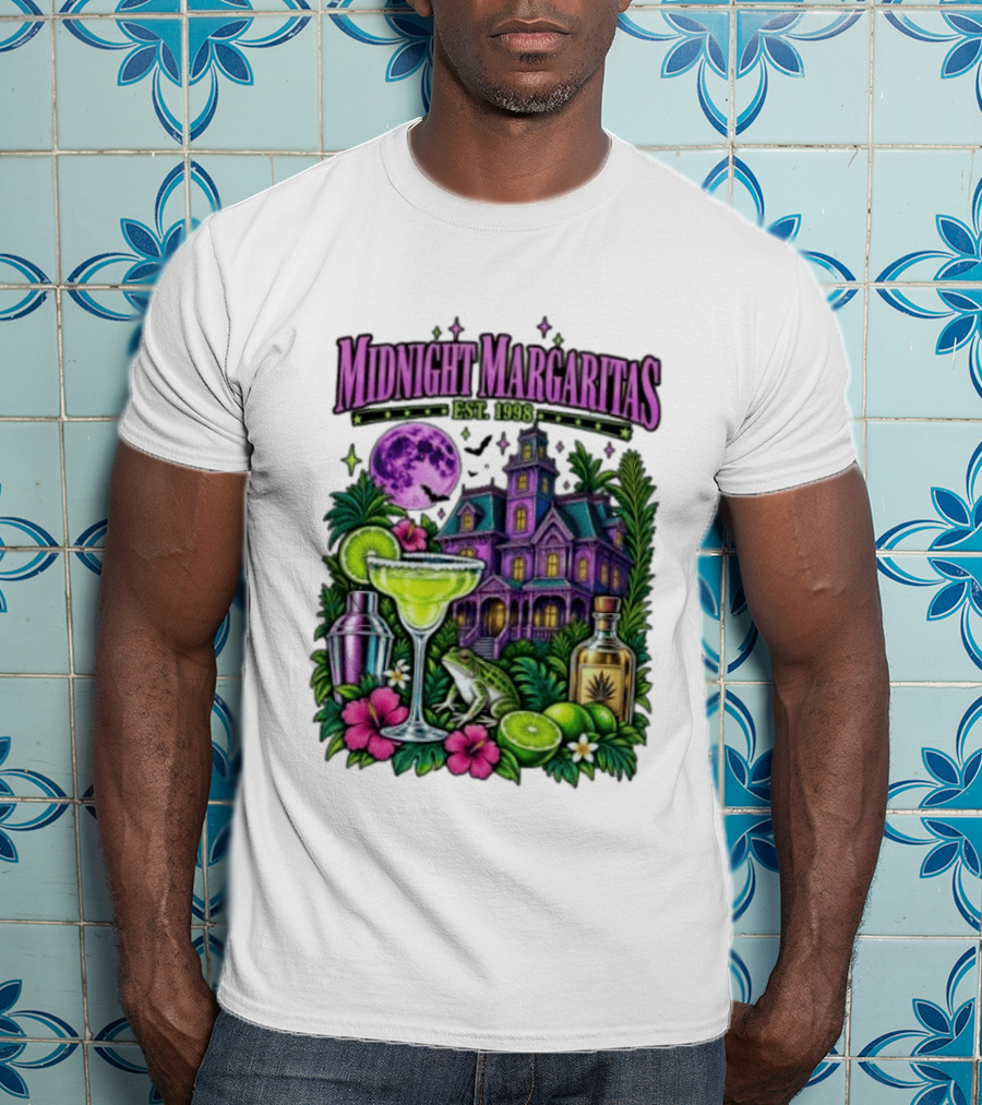 Midnight Margaritas Est. 1998 Haunted Mansion Tropical Vibes Lime And Moon Magic T-Shirt