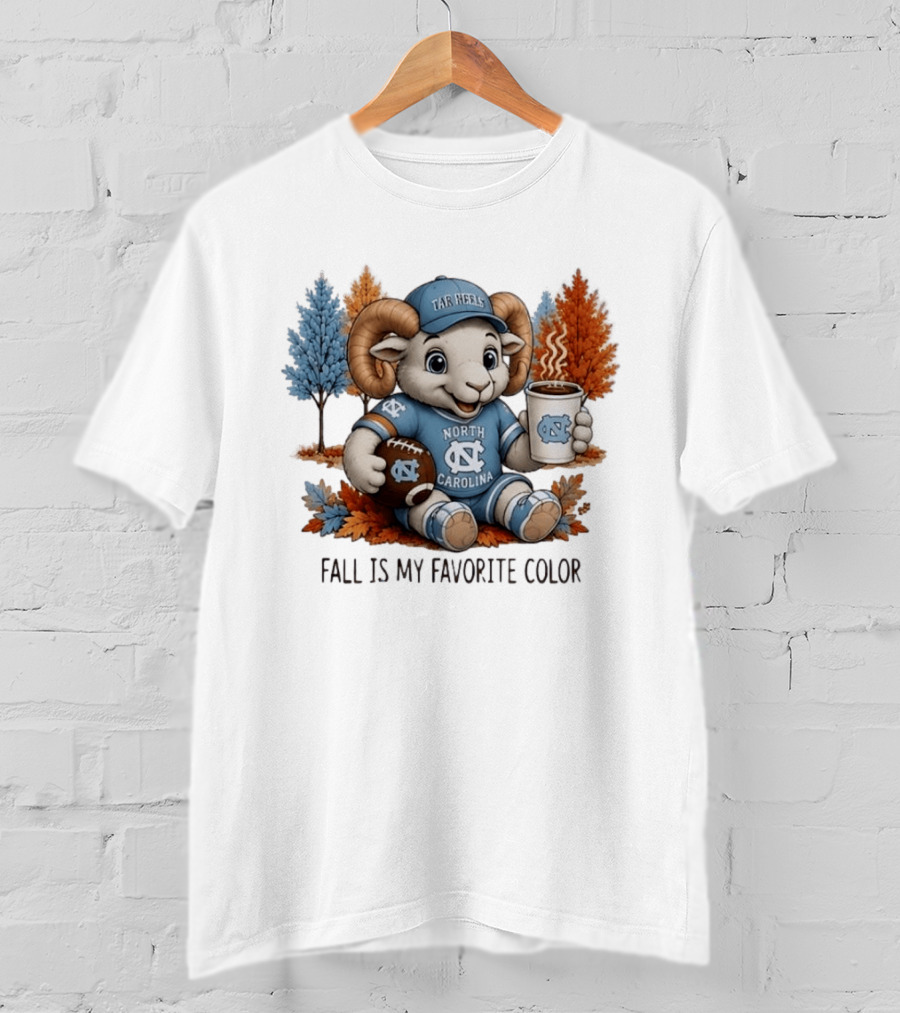 North Carolina Tar Heels Ram Fall Is My Favorite Color Football And Coffee T-Shirt