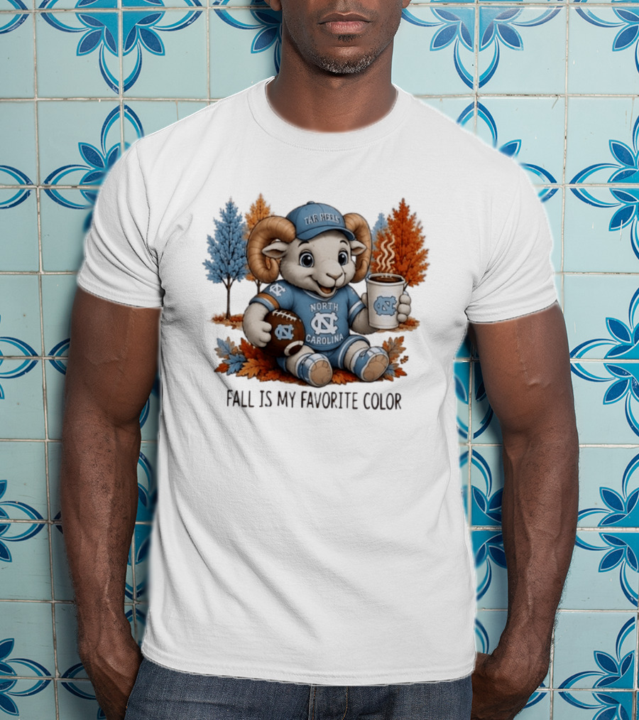 North Carolina Tar Heels Ram Fall Is My Favorite Color Football And Coffee T-Shirt