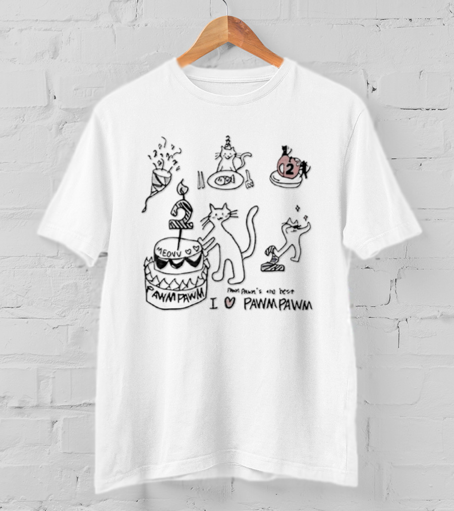 Pawm Pawm 2nd Birthday Meow Cat Celebration I Heart Pawm Pawm The Best T-Shirt
