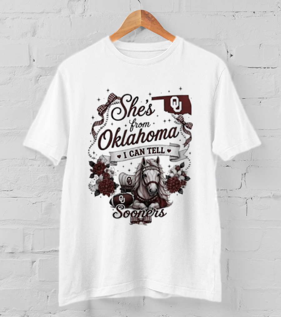 She's From Oklahoma I Can Tell Sooners OU State Pride Football T-Shirt