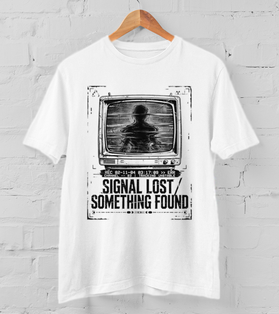 Signal Lost Something Found Vintage Television Glitch Effect T-Shirt