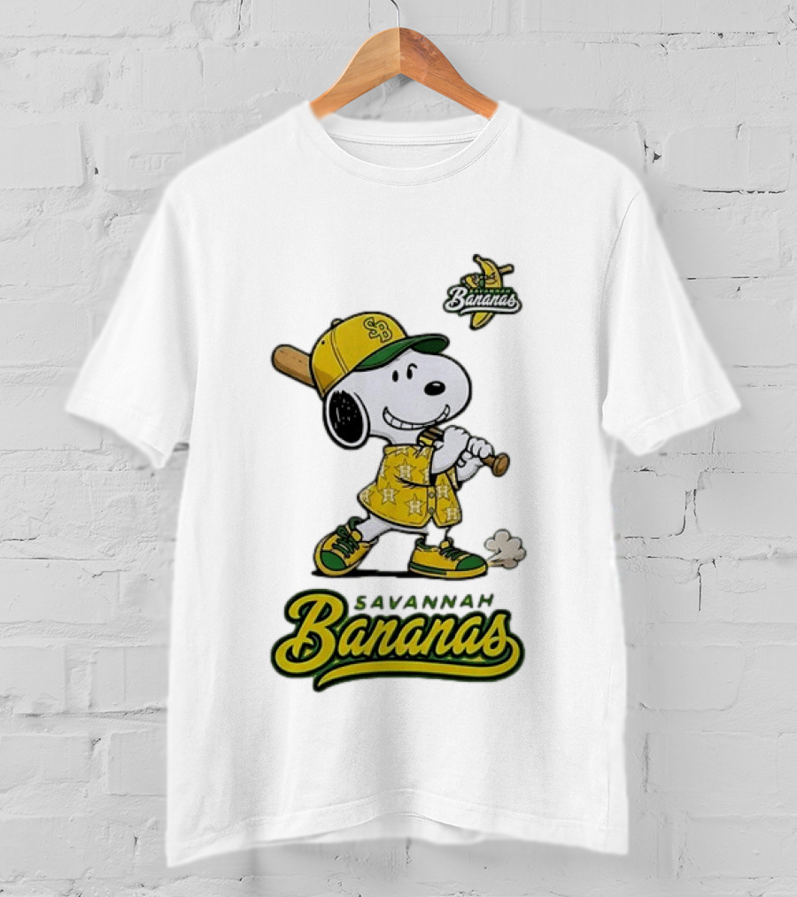 Snoopy Savannah Bananas Peanuts Baseball Collaboration T-Shirt